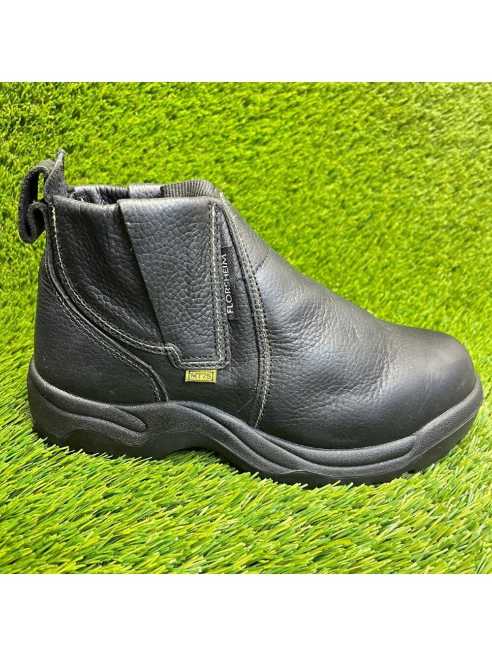 Florsheim Hercules Mens Size 8 Black Leather Steel Toe Safety Work Pull-On Boots